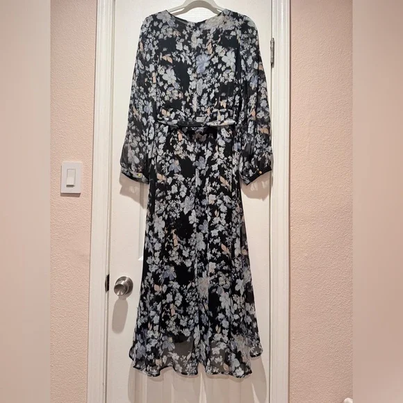 Mango Faux Wrap Midi Dress - Large - Picture 9 of 12
